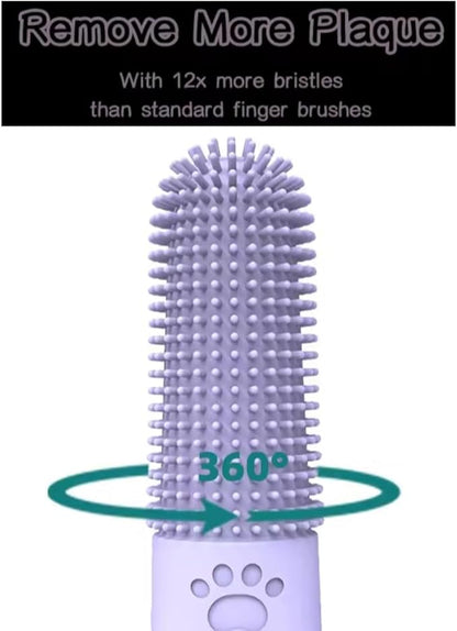 4Pcs 360° Pet Finger Toothbrush, Dog Toothbrushes for Small, Medium, and Large Dogs, Silicone Dog Finger Toothbrush, Dog Dental Care for Puppies, Dog finger tooth brush, Dog Tooth Brushing Kit
