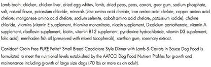 Pure Canidae Petite Grain Free Small Breed Dog Food 3 Flavor Variety 6 Can Sampler - (2) Each: Pottage Duck Pumpkin, Cacciatore Lamb Carrots, Bolognese Beef Carrots (3.5 Oz) - Plus Squeak Toy Bundle