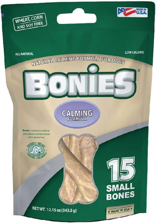 BONIES Natural Calming Multi-Pack SMALL for Dogs 5-25 LBS - Natural Dog Treat - Low Calories - Chicken Flavor - 15 Bones