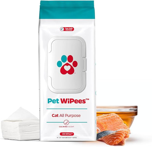 Pet Parents® Pet WiPees™ Cat All Purpose Cat Wipes, Pet Wipes, All Purpose Wipes for Cats & Cat Bath Wipes, Cat Cleaning Wipes (100 Count (Pack of 1), Natural)