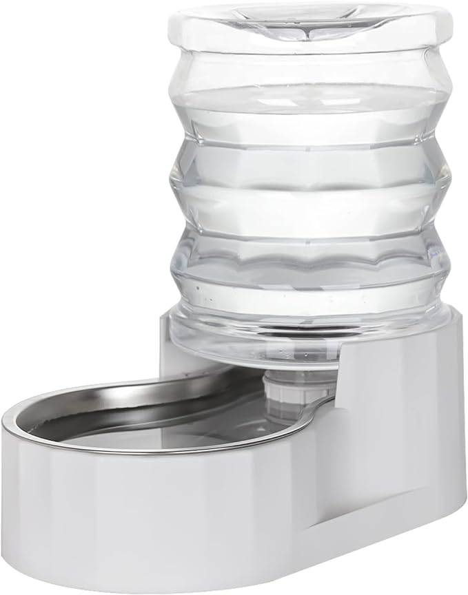 RIZZARI Automatic 4L Pet Waterer, Gravity Dog Water Bowl Dispenser, Stainless Steel Cat Water Dispenser, Large Capacity Water Feeder for Small and Medium-Sized Cats and Dogs (4L,without Filter)