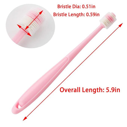 2 Pcs 360-Degree Small Dog and Cat Toothbrush, Bristle Diameter 0.51", Soft Silicone Deep Pet Teeth Cleaning Kit (Colors May Vary)