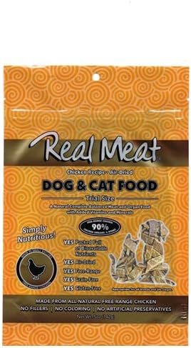Real Meat Air Dried Cat Food & Dog Food w/Real Chicken - 5oz of USA-Crafted Grain-Free Dry Dog & Cat Food Sourced from Free-Range, Cage-Free Chicken - All Natural, High Protein Pet Food