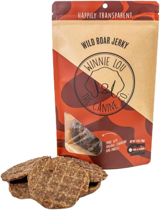 WINNIE LOU Jerky Organic Jerky Dog Treats Made in The USA – Human Grade Dog Treats – Dog Jerky Treats – All Natural Dog Treats – Healthy Dog Treats (Wild Boar)