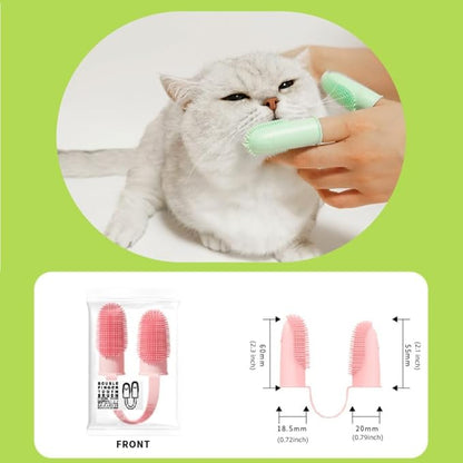 Dog Finger Toothbrush, 6 Pack Cat Toothbrushes, Two Finger Toothbrush for Pet's Dental Care Teeth Cleaning