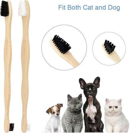 Dog Toothbrush,Pets Bamboo Tooth Brush Double-Sided Small & Large Head Toothbrushes for Dogs Cats,Biodegradable Eco-Friendly Teeth Cleaning Tool (White 6 Pack)