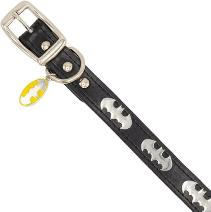 Buckle-Down Dog Collar, DC Comics, Batman with Bat Signal Charms, Extra Extra Large 24 to 31 Inch Length 1.35 Inches Wide