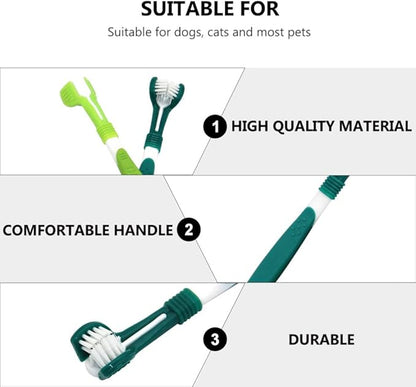 Mipcase 6pcs Dog Toothbrush, Triple Head Cat Toothbrush Cleaning Pet Dental Care Gentle dog tooth brushing kit for Dog Cat Teeth Cleaning