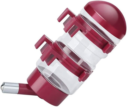 No Drip Dog Kennel Water Bottle Dispenser for Crate, 400ml Dripless Pet Drinking Fountains Kettle with Automatically Feeding Water (Red) (Red)