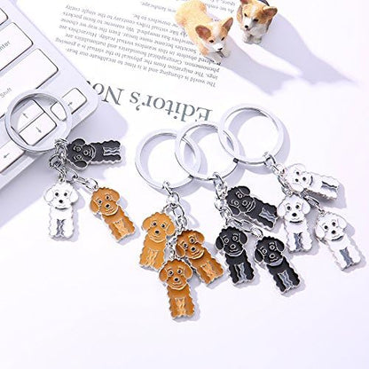 Dog Keychain, Pet Pendant Key-Ring, Cute Puppy ID Tags Metal Key Ring for Dog Lover (White Poodle)