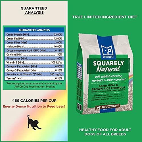Squarely Natural Lamb Meal & Brown Rice Dry Dog Food 22lb (Green and Tan)