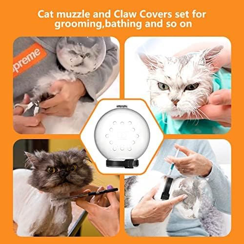 Cat Muzzle for Grooming,Bubble Muzzle and Boots for Nail Trimming,Cat Grooming Mask with Anti Bite,Cat Astronaut Helmet,Cat Breathable Muzzle and Silicone Paw Covers