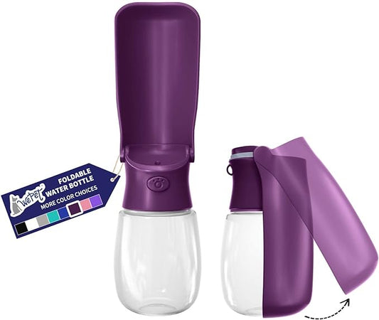 WePet Foldable Portable Dog Water Bottle Puppy Water Dispenser with Drinking Feeder, 12 OZ, High-temperature Resistant Leak Proof for Pets Outdoor Walking, Hiking, Travel, Food Grade Plastic BPA Free