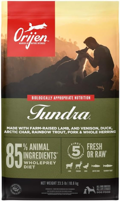 ORIJEN TUNDRA Dry Dog Food, Grain Free Dog Food, Fresh or Raw Ingredients, 23.5lb