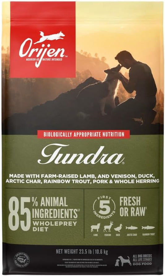 ORIJEN TUNDRA Dry Dog Food, Grain Free Dog Food, Fresh or Raw Ingredients, 23.5lb