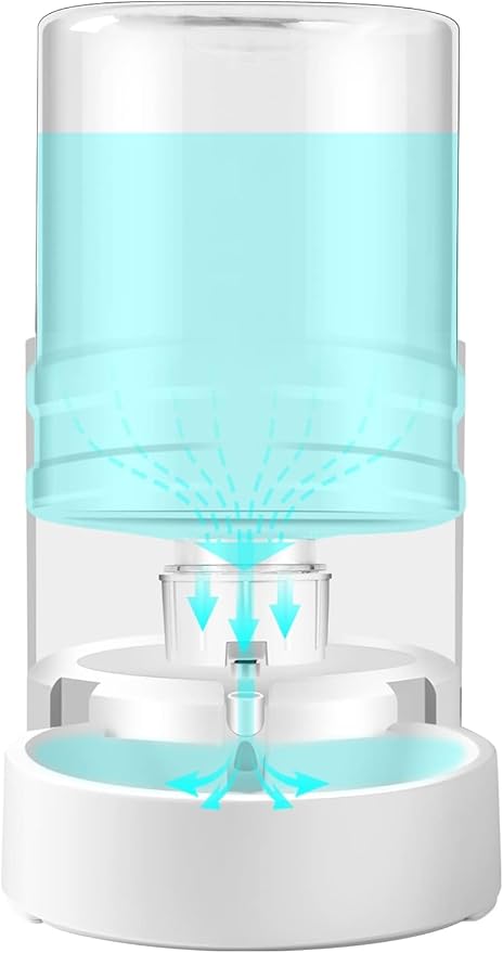 CZPET 4L Dog Water Dispenser, Cat Water Dispenser, Automatic Gravity Cat Water Bowl, Visible Window, Safe and Unplugged for Pet Cat Dog (Black, 4L)