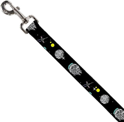 Star Wars Pet Leash, Dog Leash, Star Wars Death Star Millennium Falconand XWing Fighter, 6 Feet Long 0.5 Inch Wide