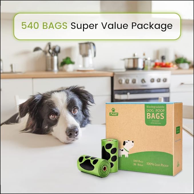 Dog Poop Bags Rolls 540 Count, Poop Bags for Dogs, Dog Bags for Poop Unscented Refill Rolls, 9" X 13" Thick Dog Poop Bag, Doggie Poop Bags, Dog Waste Bags BY PobbY
