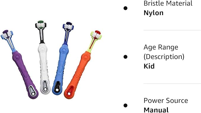Orgrimmar 3-Sided Pet Toothbrush Dog Toothbrush Removing Bad Breath Tartar Cleaning Mouth Pet Dental Care Cat Cleaning Mouth (4 Count (Pack of 1))