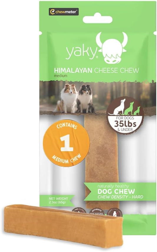 Chewmeter Himalayan Yaky Cheese Chew, 100% Natural, Long Lasting, Gluten Free, Healthy & Safe Dog Treats, Lactose & Grain Free, Protein Rich, Stain Free, Medium, For Dogs 35 Lbs & Under, 2.3 oz