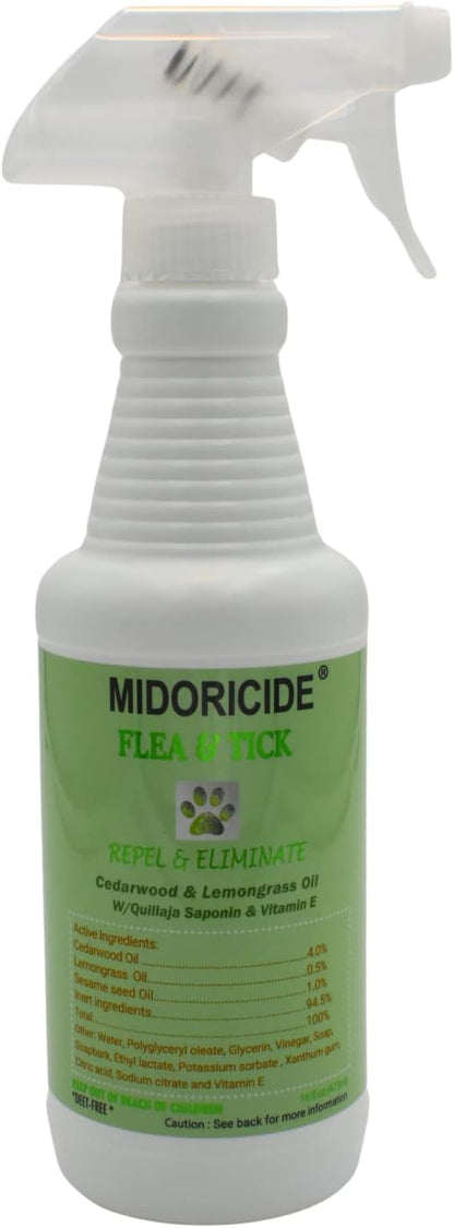 Tick and Fleas Product with Cedarwood, Lemongrass and Quillaja extract for Dogs and Cats -16oz. Repel & Kill