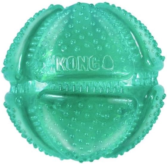 KONG Squeezz Dental Ball - Dog Toy for Cleaning Teeth - Flexible Chew Toy for Gentle & Mild Chewers - for Medium/Large Dogs