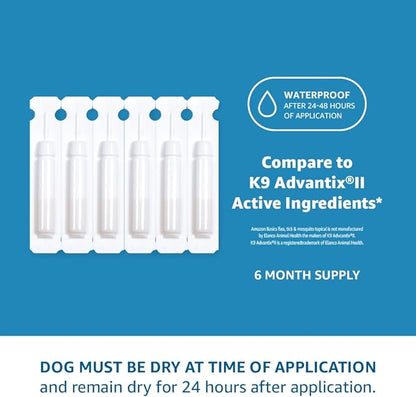 Amazon Basics Flea, Tick & Mosquito Topical Treatment for Medium Dogs (11-20 pounds), 6 Count (Previously Solimo)