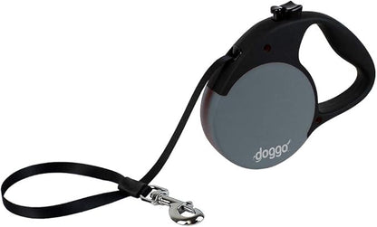 doggo Everyday Retractable Dog Leash, 16' Long Belt, Large for Dogs Up to 110 lbs, Grey with Black Soft Grip Handle