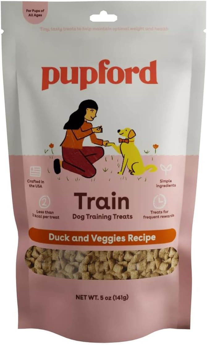 Pupford Freeze Dried Training Treats for Dogs & Puppies, 240+ Four Ingredient Bites (Duck & Veggies, 5 oz)