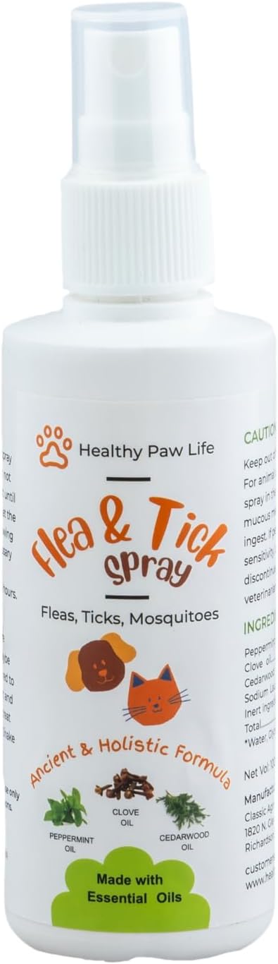 Flea and Tick Spray for Fleas, Ticks and Mosquitoes - Application for Dogs, Cats and Home (100 ml)