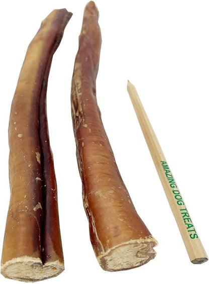 Amazing Dog Treats Bully Sticks 12 Inch [Extra Thick - 5 Pcs/Pck] -NO Hide Bones for Dogs - Safe Chews for Dogs - Long Lasting Bully Sticks for Dogs