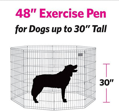 New World Pet Products 48' Foldable Black Metal Dog Exercise Pen No Door