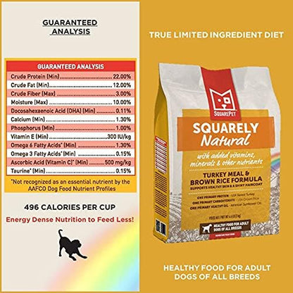 Squarely Natural Turkey Meal & Brown Rice Dry Dog Food 4.4lbs