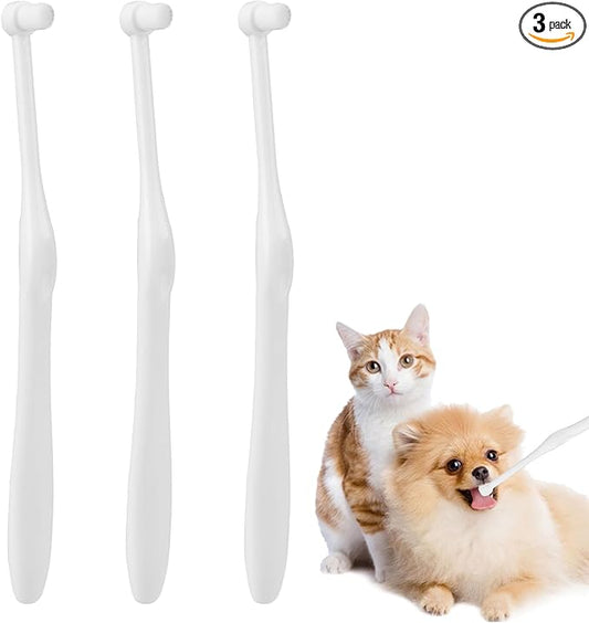 3Pcs Pet Toothbrush with Ultra Soft Nano Bristles, Dog Toothbrushes, Pet Cat Dental Care Oral Hygiene Toothbrush for Sensitive Pet Teeth Gums, Puppy Kitten Toothbrush