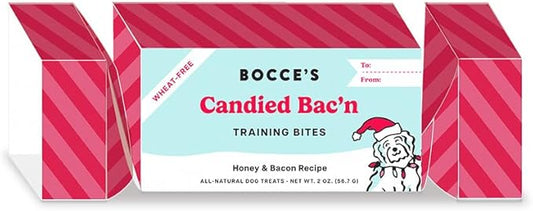 Bocce’s Bakery All-Natural, Seasonal, Candied Bac'n Training Treats for Dogs, Wheat-Free, Limited Ingredient Training Treats, Inspired by Christmas, 2 oz