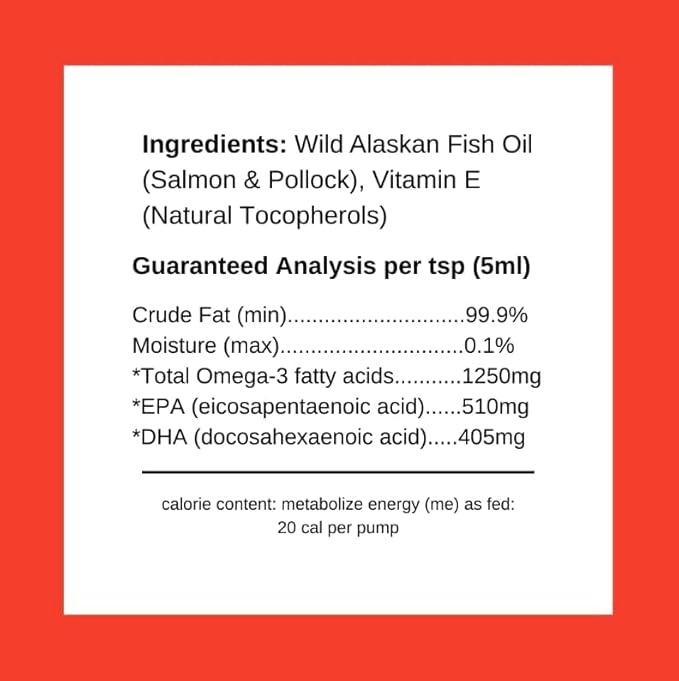 Wild Alaskan Fish Oil for Dogs, Skin and Coat Supplement for Dogs & Cats, Omega-3-Rich Salmon and Pollock Oil, EPA & DHA Dog Salmon Oil for Brain, Heart, and Joints 16 fl oz (473 ml)