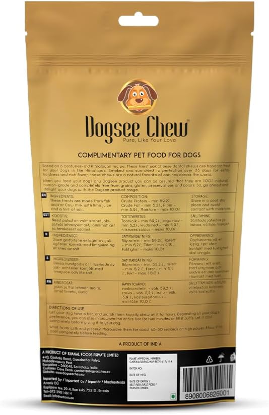 Dogsee Himalayan Yak Cheese Dog Chews (Small - 3 Chews) | No Preservatives | Rich in Protein & Calcium | Premium Dog Dental Chews
