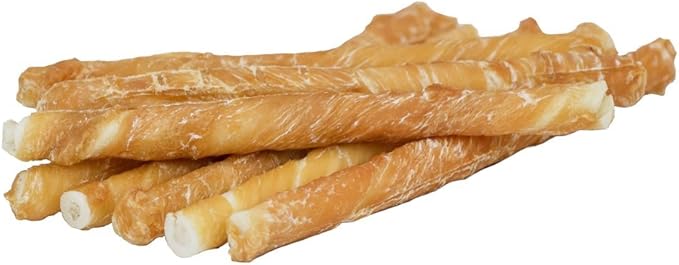 Chicken On A Stick Crunchy & Chewy Chicken Jerky Wrapped Rawhides for Dogs, Made in USA 2 in 1 Dog Treats for Small Dogs to Medium Dogs, Medium 35 Ct