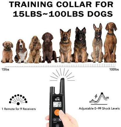 Dog Training Collar - Rechargeable Dog Shock Collar with Beep, Vibration and Shock Training Modes, Rainproof, Long Remote Range, Adjustable Shock Levels Shock Collars for Dogs with Remote