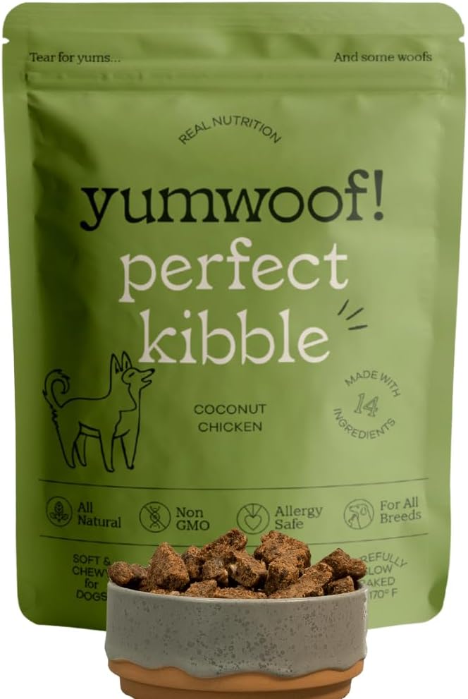 Perfect Kibble Non-GMO Air Dried Dog Food | Improves Allergies & Digestion with Organic Coconut Oil, MCTs & Antioxidants | Vet-Approved Soft Dry Diet | Made in USA (Chicken 14 oz.)