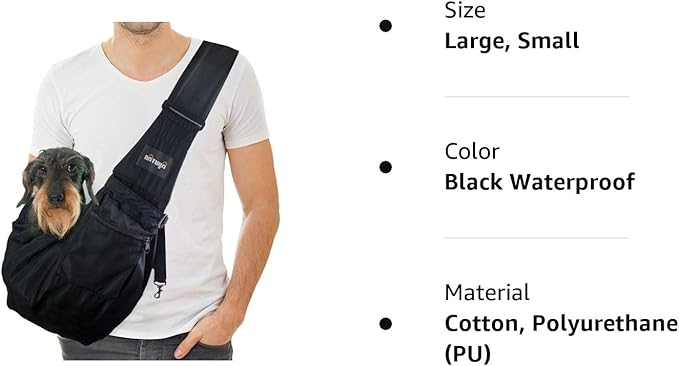 NATUYA Pet Dog Sling Carrier - Waterproof and Windproof Puppy Carrier Bag, Adjustable Strap Hand-Free Dog Sling for Outdoor Activity or Subway