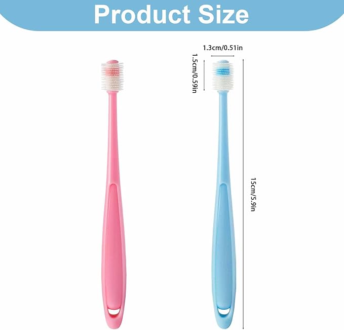 2 Pcs Small Dog Toothbrush Cat Tooth Brush 360 Degree Soft Silicone Pet Toothbrush Tiny Toothbrush Cat Dental Care Puppy Dogs Pet Tooth Cleaning Kit Deep Clean For Small Dog & Cat (Pink+Blue)
