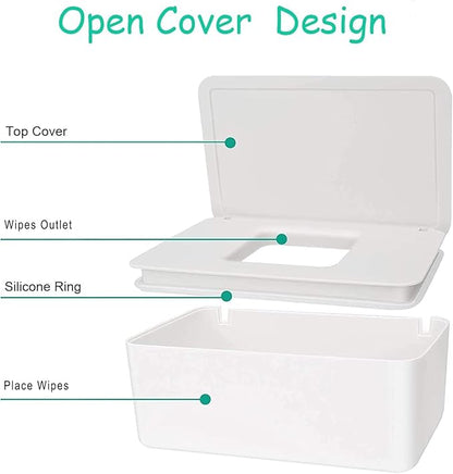 Woof Woof Dog Wipes Dispenser,Upgarde Size(8.2L x 4.9W x 3.9H inches),Dog Paw Butt Wipes Container Storage Box Pet Doggie Grooming Wet Wipes Holder (Dog Wipes(White))