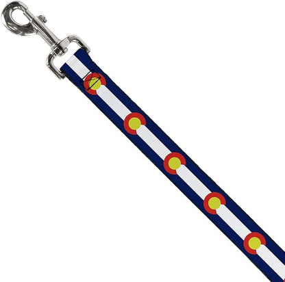 Dog Leash Colorado Flags2 Repeat 4 Feet Long 0.5 Inch Wide