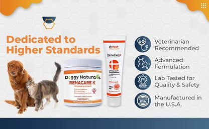 RenaCare K is for Renal K (Potassium Gluconate) Potassium Supplement Gel for Dogs and Cats, (5 oz) with Maple Flavor (Made in U.S.A)