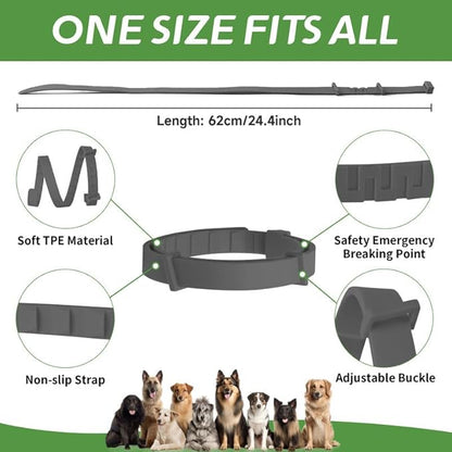 4 Pack Flea Collar for Dogs, Natural Flea and Tick Collar for Dogs, 8-Month Flea and Tick Prevention for Dogs, Dog Flea & Tick Control, Water Resistant Dog Flea Collar for Dogs Puppies, Gray