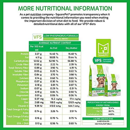 VFS Low Phosphorus Formula Special Needs Dry Dog Food Made with Cage Free Turkey and Whole Eggs 4.4lb