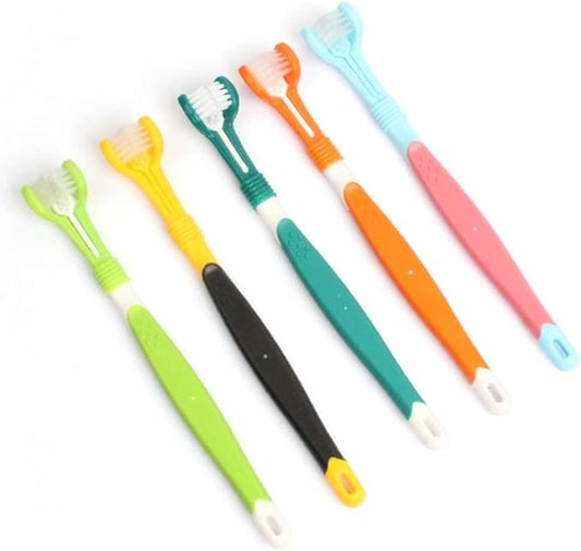 5pcs Pet 3-Sided Toothbrush, Silicone Cleaning Mouth Brush,Dog Supplies