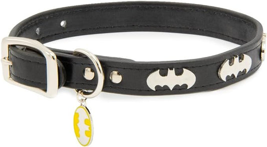 Buckle-Down Dog Collar, DC Comics, Batman with Bat Signal Charms, Extra Extra Large 24 to 31 Inch Length 1.35 Inches Wide