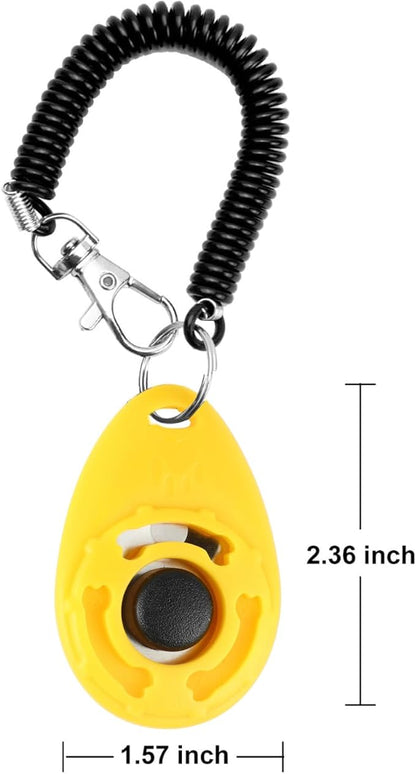 Pet Training Clicker, Whistle -Training Behaviour Aids Accessories for Puppies with Lanyard - Barking Control Device - Long Range Adjustable Frequency - Pack of 3 - Yellow (Yellow)
